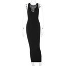 Dulzura Gerippter Strickstreifen Damen Ärmelloses Midikleid V-Ausschnitt Bodycon Sexy Streetwear Party Club Elegant 2021 Frühling Sommer