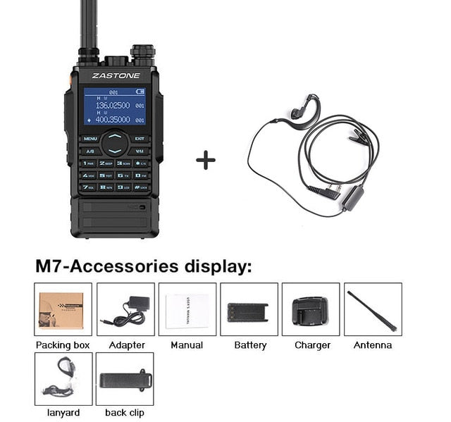 Zastone M7 dual band 5W walkie talkie 136-174 400-480mhz 250 channels 2600mah battery hf transceiver ham radio