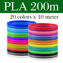PLA/ABS-Filament für 3D-Stift Filament 10/20 Rollen 10 m Durchmesser 1,75 mm 200 m Kunststoff-Filament für 3D-Stift 3D-Druckerstift