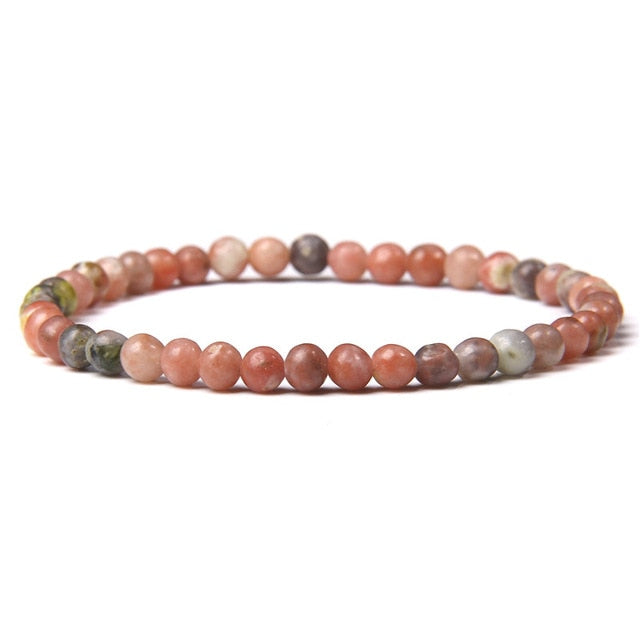 Pulsera de energía de cuentas de Chakra de 4mm, pulsera elástica de piedra de ónix de ágatas redondas naturales, brazaletes para mujeres y hombres, joyería de Yoga hecha a mano