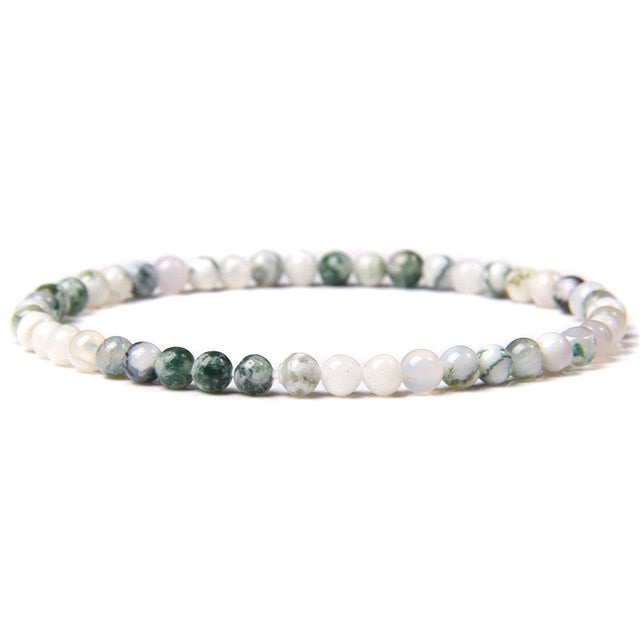 4mm Chakra Beads Energy Bracelet Natural Round Agates Onyx Stone Stretch Bracelet Bangles for Women Men Handmade Yoga Jewelry