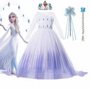 Disfraz de Frozen 2 de Disney para niñas, vestido de princesa Elsa, vestido blanco de malla con lentejuelas, vestido de baile para niños, Reina de la nieve, Cosplay, ropa de Carnaval