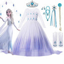Disfraz de Frozen 2 de Disney para niñas, vestido de princesa Elsa, vestido blanco de malla con lentejuelas, vestido de baile para niños, Reina de la nieve, Cosplay, ropa de Carnaval