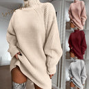 Frauen Rollkragen Strickpullover Kleid Herbst Winter Langarm Frau Pullover Kleid Übergroß водолазка женская свитер женский