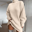 Frauen Rollkragen Strickpullover Kleid Herbst Winter Langarm Frau Pullover Kleid Übergroß водолазка женская свитер женский