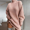 Frauen Rollkragen Strickpullover Kleid Herbst Winter Langarm Frau Pullover Kleid Übergroß водолазка женская свитер женский