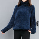 Frühling 2019 neue Strickwaren Damen langärmliger Goldsamt Snowier hochgeschlossener locker sitzender Pullover Mädchen