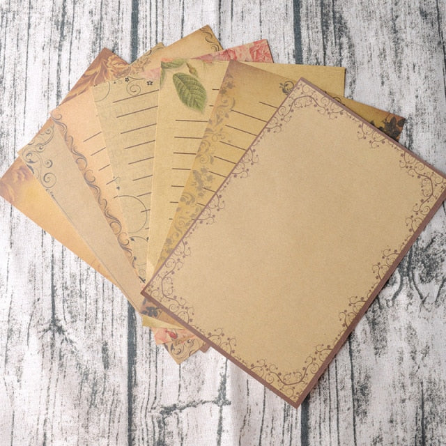 Juego de cartas de papel para escribir mensajes de oficina Vintage, 10 Uds., estilo rural europeo, sobre de amor, carta de papel, material de papelería escolar