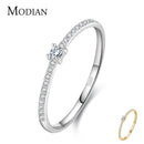 Modian 2021 Echt 925 Sterling Silber Einfache Quadratische CZ Charme Gold Farbe Fingerringe Für Frauen Hochzeit Verlobungsschmuck