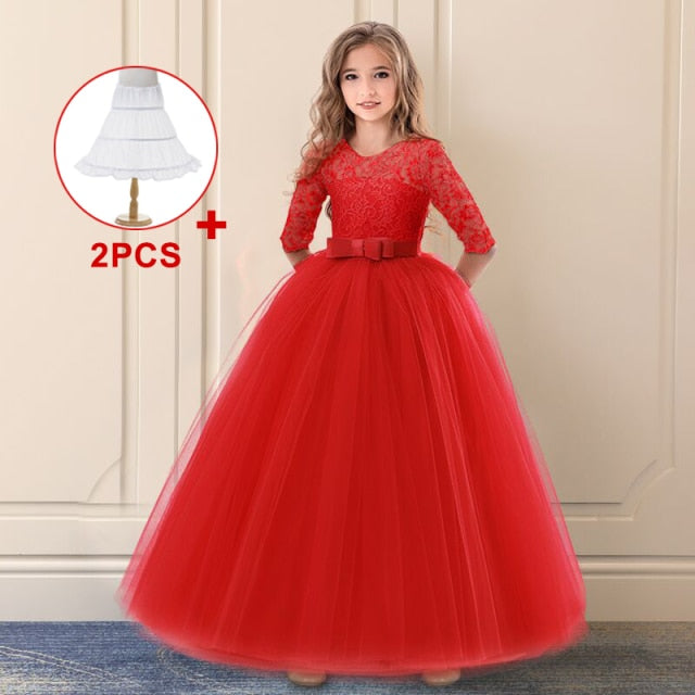 Retail Kids Party Evening Gowns Lace Ball Gown Flower Girl Dresses For Weddings First Communion Dresses For Girls
