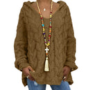 Frauen Pullover Plus Größe mit Kapuze Kausal Langarm locker Strickmantel Wintermode gestreift Damen Strickwaren S-3XL