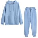 Hoodie 2 Stück Set Frauen Herbst Solide Übergroße Sweatshirt Set Casual Langarm Fleece Tops Lange Hosen Trainingsanzug Outfits