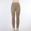 Tossy beige gerippte Strickleggings Damen hohe Taille Baumwolle Fitness Basic Hose lässige Frühlingsneue All-Match weibliche dünne Leggings
