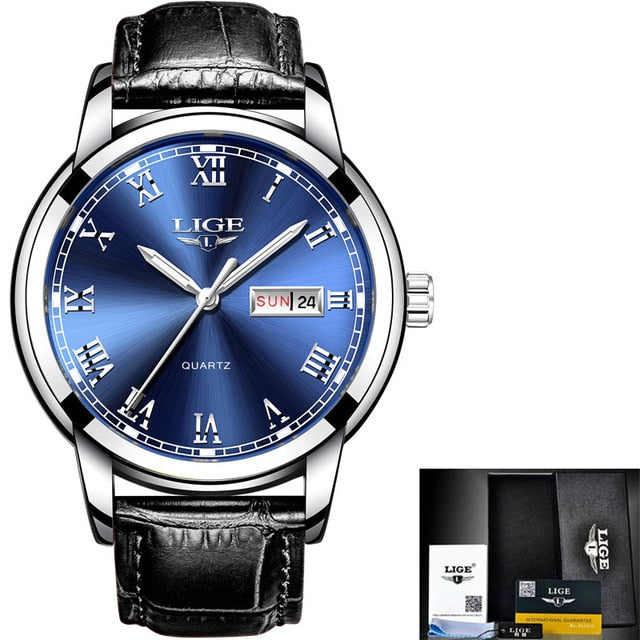 ¡Novedad de 2021! Relojes para hombre, cronógrafo de cuero de la mejor marca LIGE, reloj deportivo resistente al agua con fecha automática, reloj de cuarzo para hombre, reloj Masculino