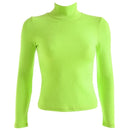 Damen Langarm Rollkragen Rippstrick Pullover Neon Solid Slim Pullover Tops X7XC