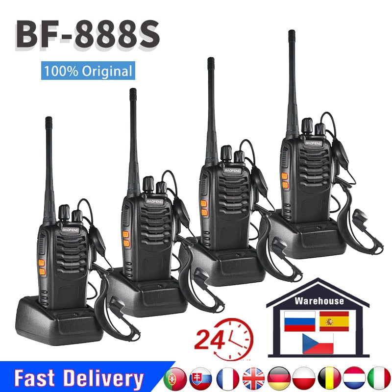 2/4PCS Original Baofeng BF-888S Walkie Talkie 5W BF 888S 6KM UHF 400-470MHZ Transmitter FM Transceiver BF888S with Earphone