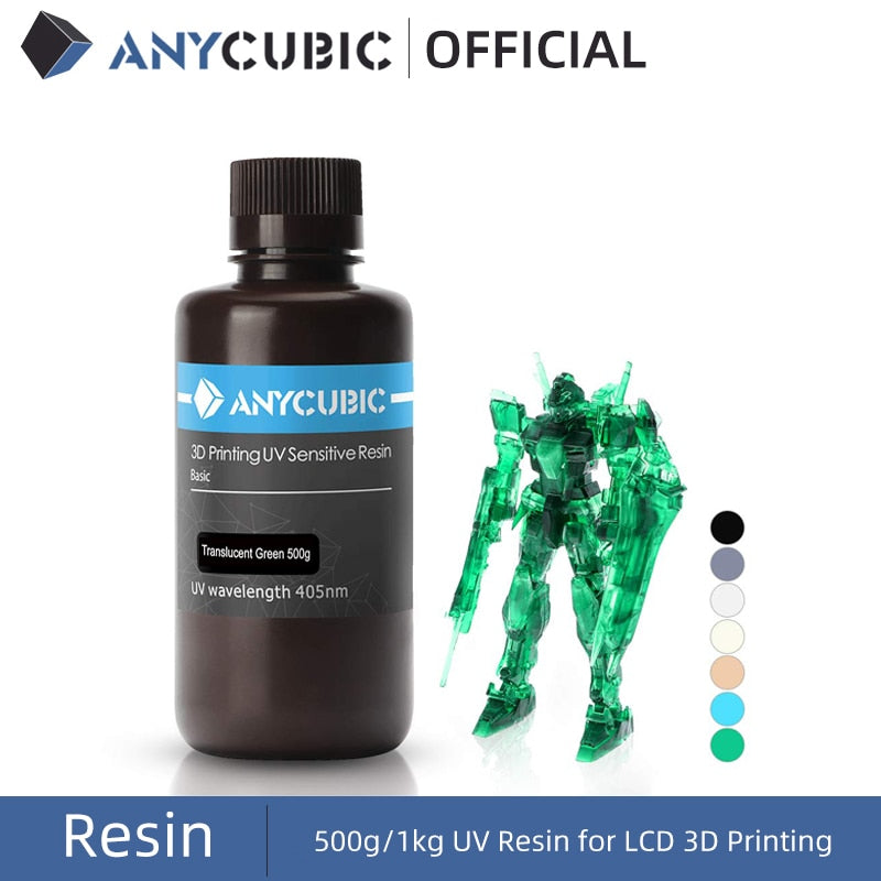 Resina de fotopolímero líquido ANYCUBIC 500g/1kg, resina UV de 405nm para impresora LCD 3D, Material de impresión para Photon/Photon S/Photon Mono