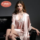 Pyjama aus echter Seide für Damen, Nachtkleid, 2-teilig, Kimono-Robe und Seiden-Nachthemd, Nachtwäsche, Pyjama-Sets