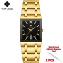 Relogio Masculino WWOOR Gold Uhr Männer Quadratische Herrenuhren Top-Marke Luxus Golden Quarz Edelstahl Wasserdichte Armbanduhr