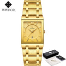 Relogio Masculino WWOOR Gold Uhr Männer Quadratische Herrenuhren Top-Marke Luxus Golden Quarz Edelstahl Wasserdichte Armbanduhr