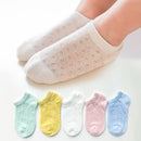 5 Paare / Los Kinder Baumwollsocken Junge Mädchen Baby Kleinkind Ultradünne Mode Atmungsaktive Feste Netzsocken Für Sommer 1-12T Teenager Kinder