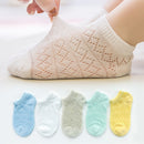 5 Paare / Los Kinder Baumwollsocken Junge Mädchen Baby Kleinkind Ultradünne Mode Atmungsaktive Feste Netzsocken Für Sommer 1-12T Teenager Kinder