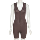 2021 Frauen Sexy Streetwear Ärmellos Bodycon Solide Gestrickte Fitness Sexy Overalls Strampler Playsuits Overalls Frauen