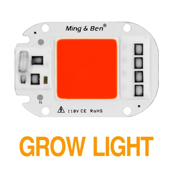 Chip LED COB para cultivo de plantas, luz de espectro completo, 220V, 110V, 20W, 30W, 50W, para cultivo de plántulas de plantas de interior y iluminación para el crecimiento de flores