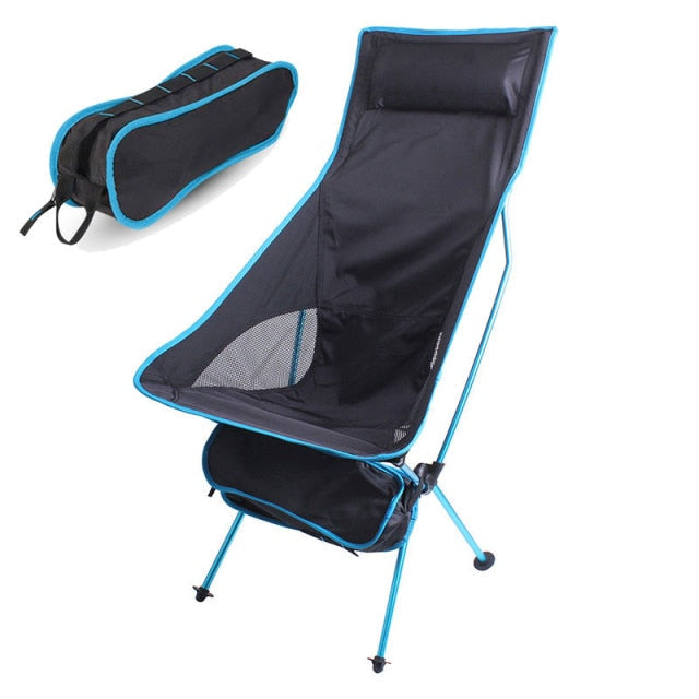 Silla plegable portátil para acampar al aire libre, asiento de acampada alargado de tela Oxford para pesca, Festival, Picnic, barbacoa, playa, silla ultraligera