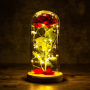 Valentinstagsgeschenk für Freundin Ewige Rose LED-Lichtfolie Blume in Glasabdeckung Muttertag Hochzeitsbevorzugung Brautjungferngeschenk