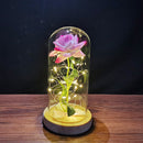 Valentinstagsgeschenk für Freundin Ewige Rose LED-Lichtfolie Blume in Glasabdeckung Muttertag Hochzeitsbevorzugung Brautjungferngeschenk