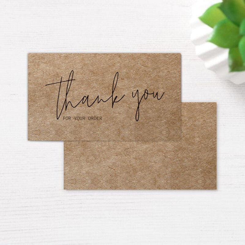 Paquete de 30 unidades de papel Kraft Natural, tarjeta de agradecimiento por su pedido, tarjeta personalizada hecha a mano para etiquetas de decoración de regalo de pequeñas empresas