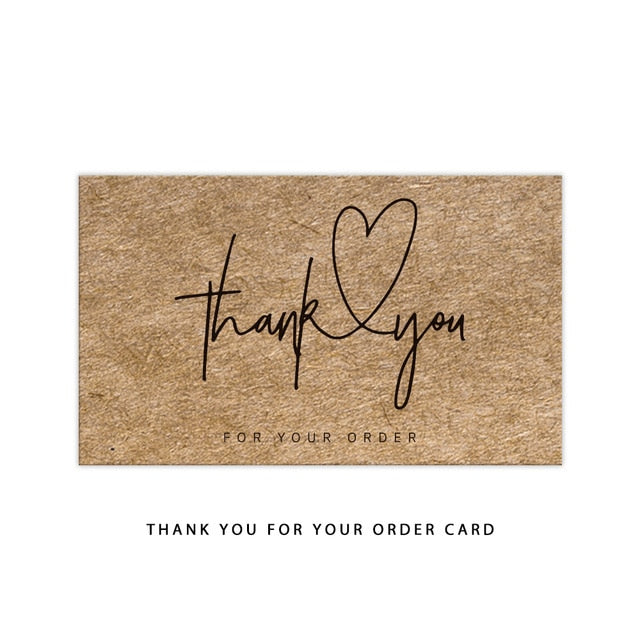 30 Stück/Packung Natürliches Kraftpapier Danke für Ihre Bestellkarte Handgefertigte benutzerdefinierte Karte für kleine Geschäftsgeschenk-Dekorationsetiketten