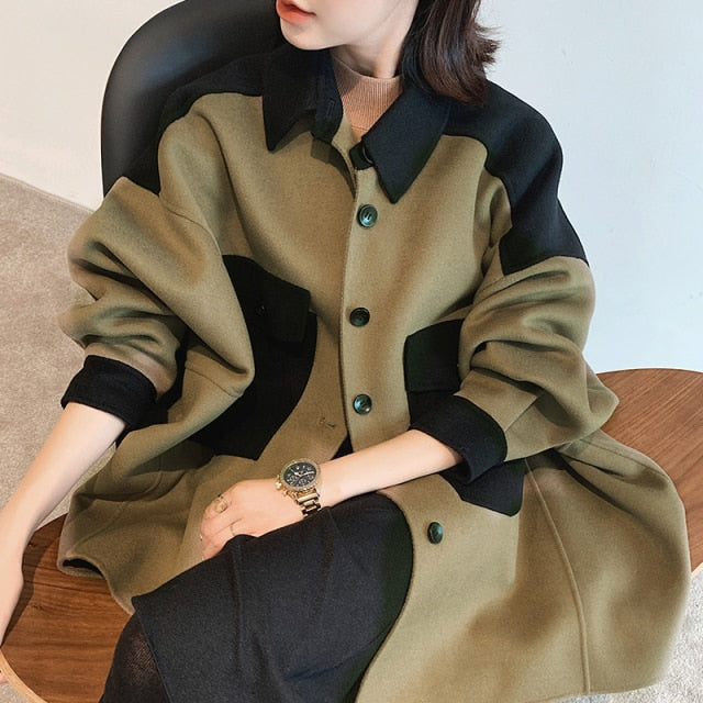 cashmere coat Double-sided Women's Mid-length 2020 new large size loose bat shirt autumn and winter cloak woolen coat