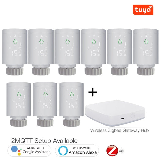 TRV ZigBee3.0 Smart Radiator Actuator Programmable Thermostatic Radiator Valve Temperature Controller Voice Control via Alexa