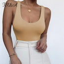 FSDA O Neck Frauen Ärmelloser Bodysuit Schwarz 2020 Sommer Sexy Body Tops Backless Casual Off Shoulder Party Grundlegende Damen Bodysuits