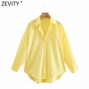 Zevity New Women Simply Candy Color Single Breasted Popeline Shirts Bürodame Langarmbluse Roupas Chic Chemise Tops LS9114