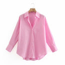 Zevity New Women Simply Candy Color Single Breasted Popeline Shirts Bürodame Langarmbluse Roupas Chic Chemise Tops LS9114