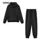 Toppies, chándales para mujer, pantalones deportivos, traje, sudaderas con capucha informales, sudadera de lana, chaqueta femenina, pantalones de chándal, ropa Harajuku