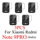 5 Stück für Xiaomi Redmi Note 9 Pro 9S 10 Pro 9 9T 5G 9c NFC 8t 9a 8 Kameraobjektivschutz Gehärtetes Glas Rückseite Redme 8a Glas