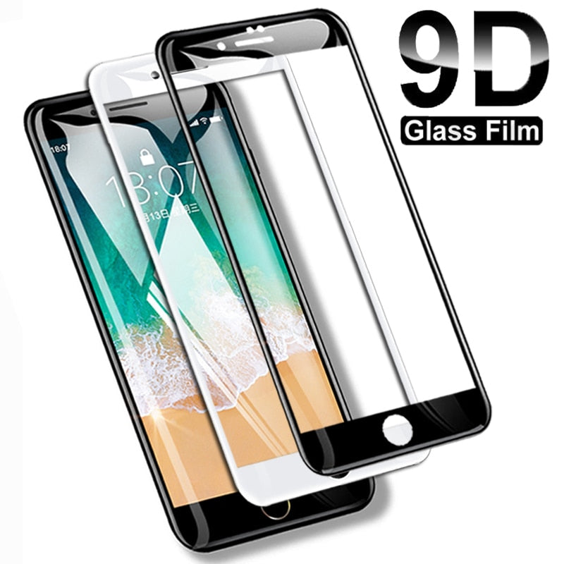 9D cubierta completa de vidrio templado para iPhone 8 7 6 6S Plus 5 5S SE 2020 Protector de pantalla en iPhone 11 Pro XS Max X XR película protectora