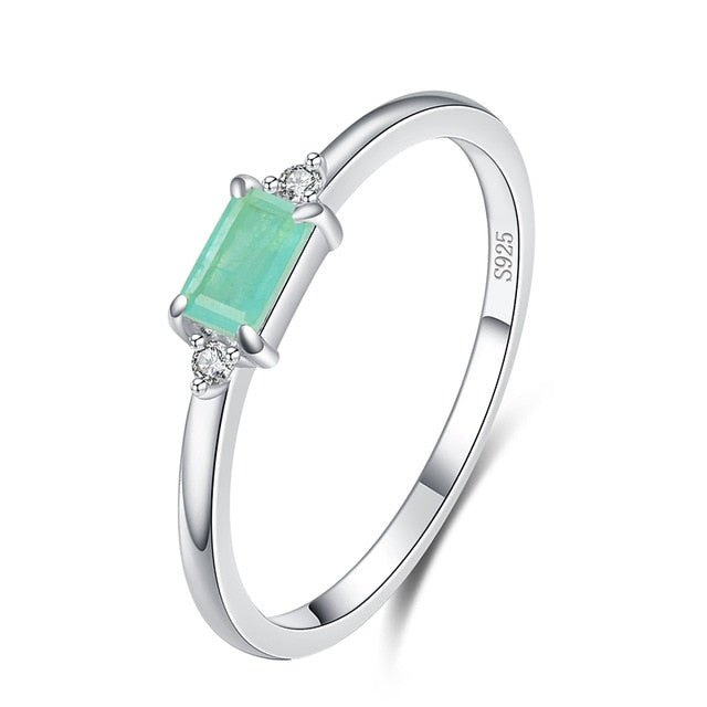 Modian Charm lujo Real 925 Stelring plata verde turmalina moda anillos de dedo para mujeres joyería fina accesorios nuevos Bijoux