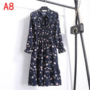 2021 Winterkleid Frauen Langarm Vintage Kleid Chiffon Hemd Vestidos Für Damen Casual Floral Midi Herbst Kleider Polka Dot