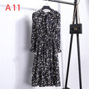 2021 Winterkleid Frauen Langarm Vintage Kleid Chiffon Hemd Vestidos Für Damen Casual Floral Midi Herbst Kleider Polka Dot
