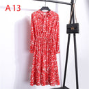 2021 Winterkleid Frauen Langarm Vintage Kleid Chiffon Hemd Vestidos Für Damen Casual Floral Midi Herbst Kleider Polka Dot