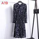 2021 Winterkleid Frauen Langarm Vintage Kleid Chiffon Hemd Vestidos Für Damen Casual Floral Midi Herbst Kleider Polka Dot
