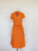 Bürodame Frauen Casual Schärpen A-Linie Kleid Damen Kurzarm V-Ausschnitt Sommerkleid 2020 Mode Midi Partykleid Vestidos