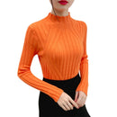 Women Clothes Ladies Solid Spring Winter High Collar Long Sleeve Knitwear Blouse Sweater Sweet Slim Tops One Size