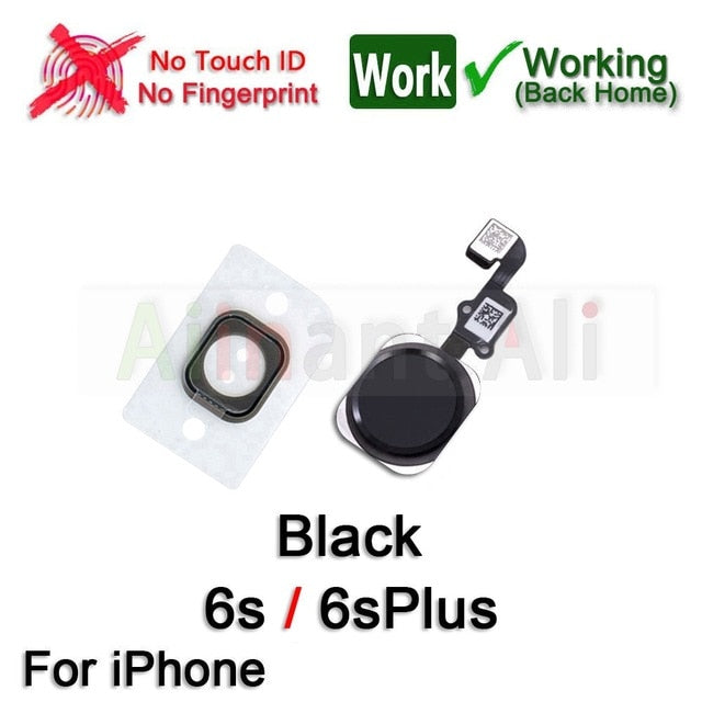 Botón de inicio flexible para iPhone 6 6s 7 8 Plus 5s SE Botón de regreso a casa con cable flexible Etiqueta de goma No Touch ID Huella digital