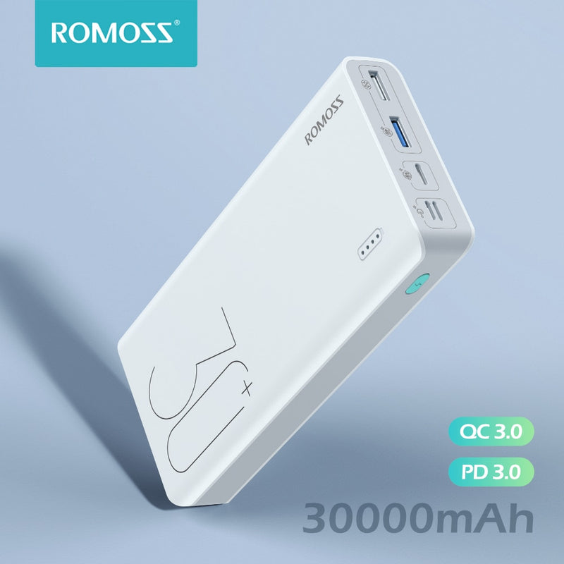 ROMOSS Sense 8+ Power Bank 30000 mAh QC PD 3.0 Schnelllade-Powerbank 30000 mAh Externes Ladegerät für iPhone Xiaomi Mi